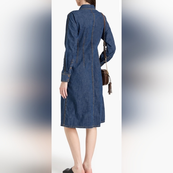Tory Burch Denim Shirt Dress Blue NWT - Picture 3 of 12